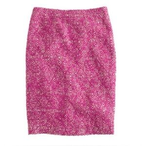 J. Crew Classic Tweed Pencil Skirt in Pink Diamond Print